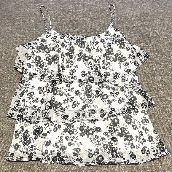 Candie's Tops - Candies XL black and white floral tank with fine polka dots.